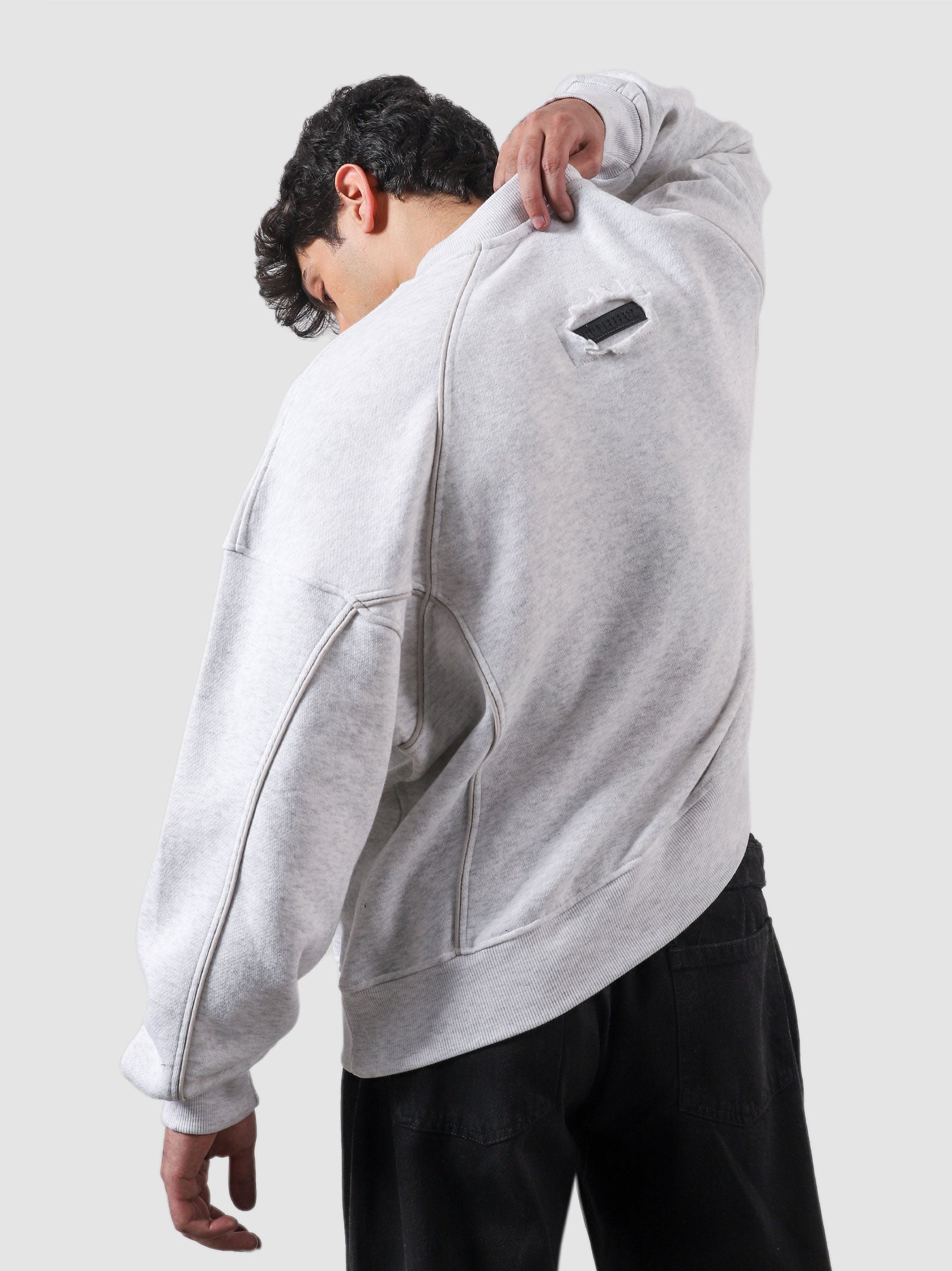 Hidden In Plain Sight arctyc white sweatshirt male model back view subtle detail Pakistan – GROOVY