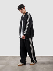 Heritage Top black male model back view contrast stripe track jacket Pakistan – GROOVY