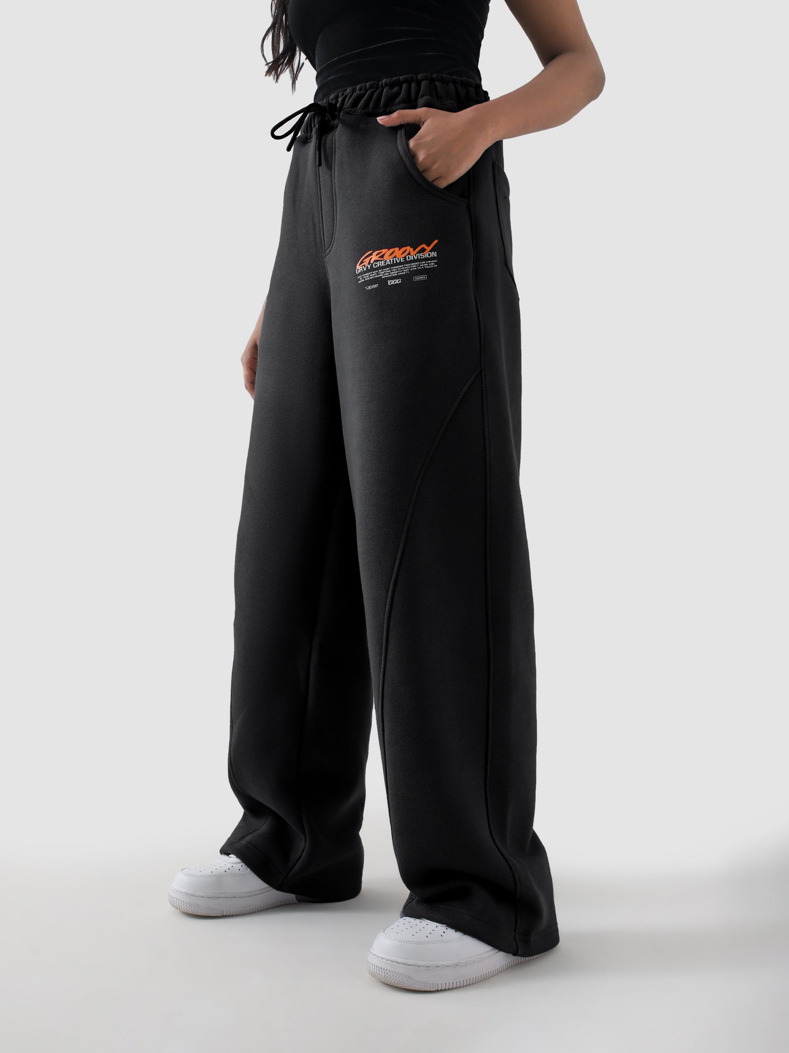 Unity VI black winter trouser male model back view baggy fit Pakistan – GROOVY