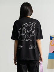 Initial Assembly tee male model back view bold G logo graphic oversized Pakistan – GROOVY