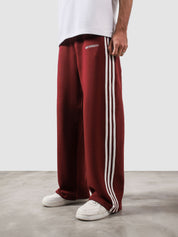 Heritage Pants wine red summer male model back view striped sides relaxed fit Pakistan – GROOVY