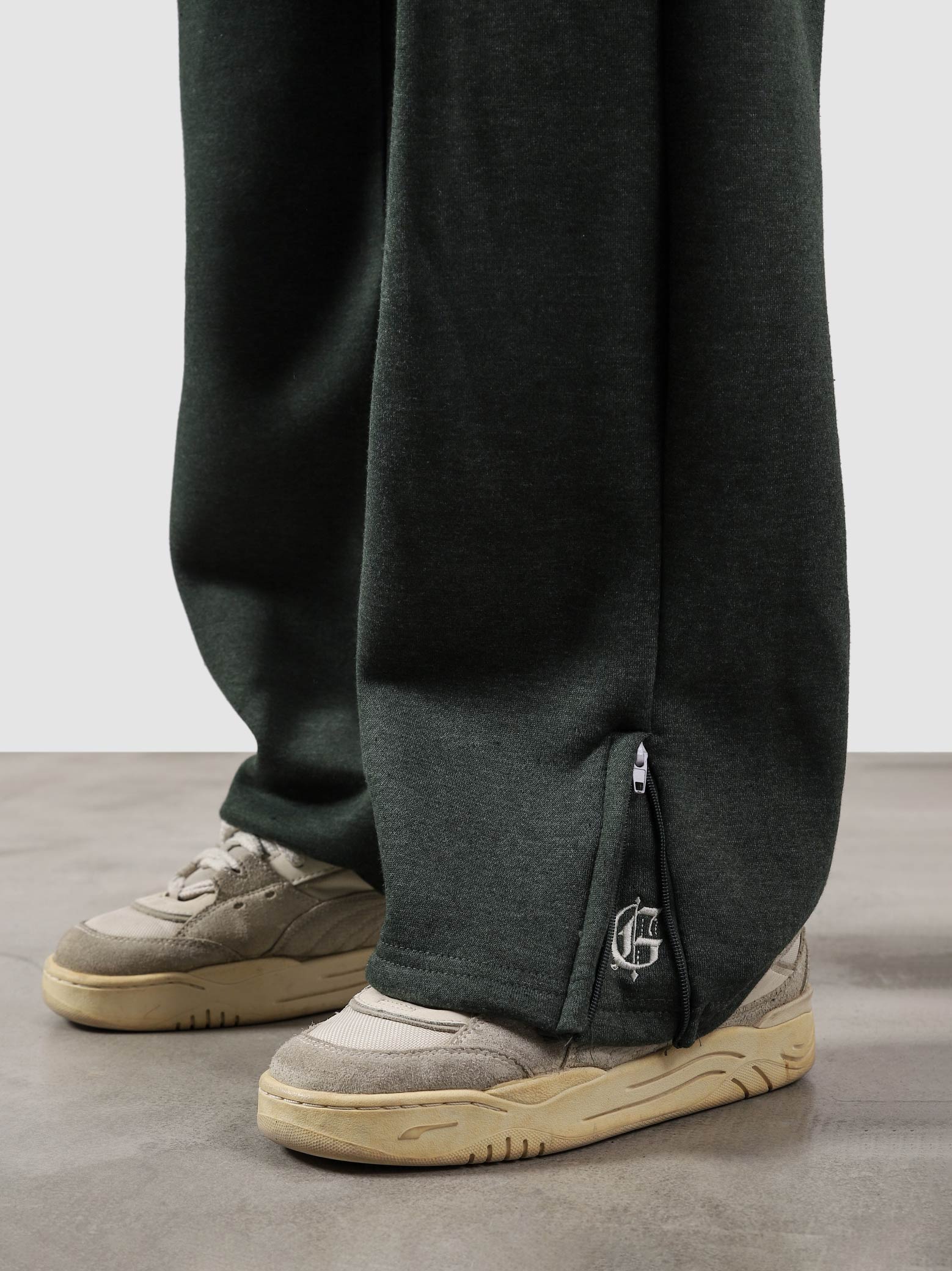 Utility Sweats heather green male model back view relaxed fit Pakistan – GROOVY