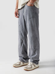 Light grey carpenter denim male model side view full body Pakistan – GROOVY