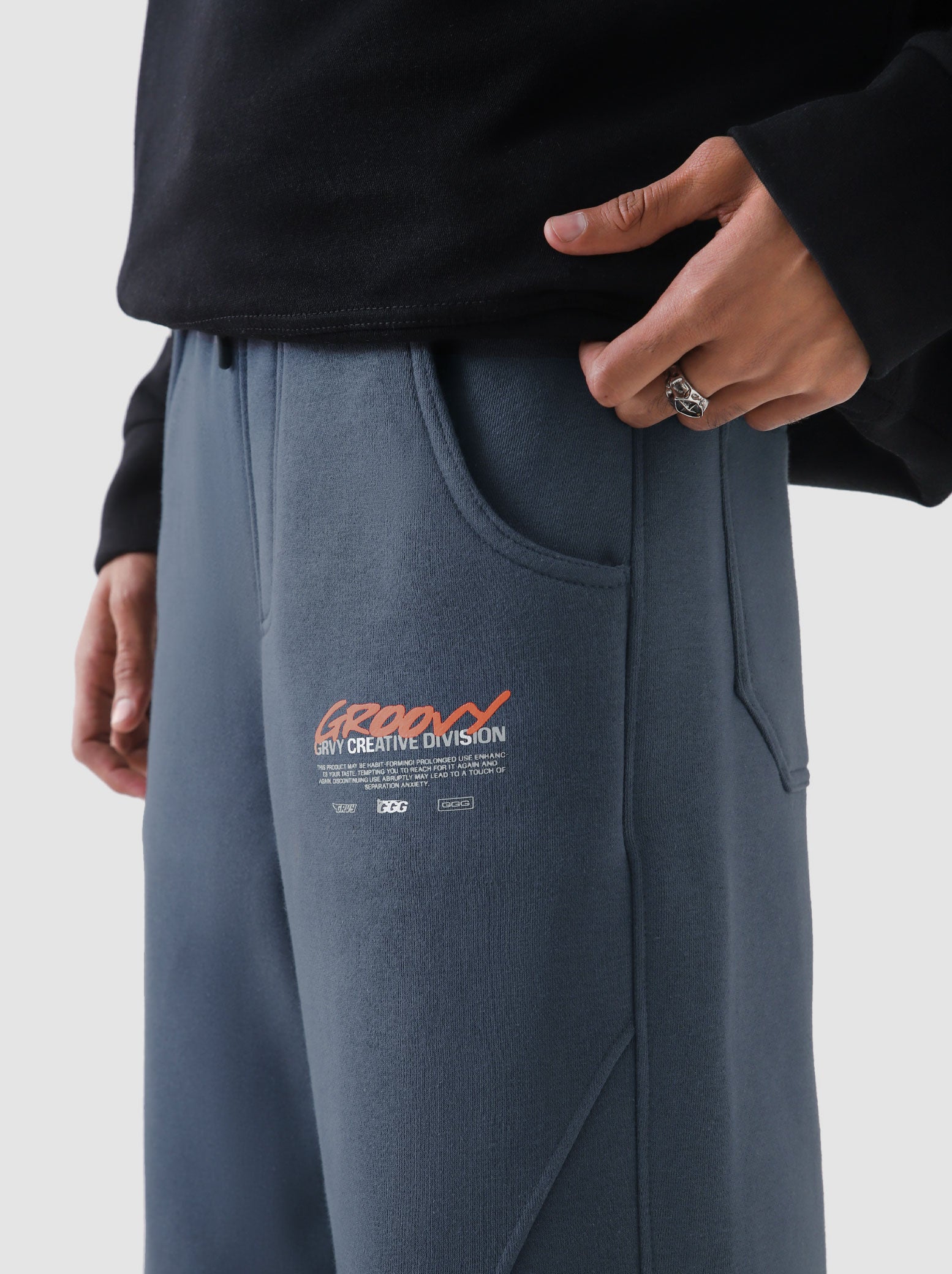 Unity VI slate blue winter trouser male model side view full body Pakistan – GROOVY