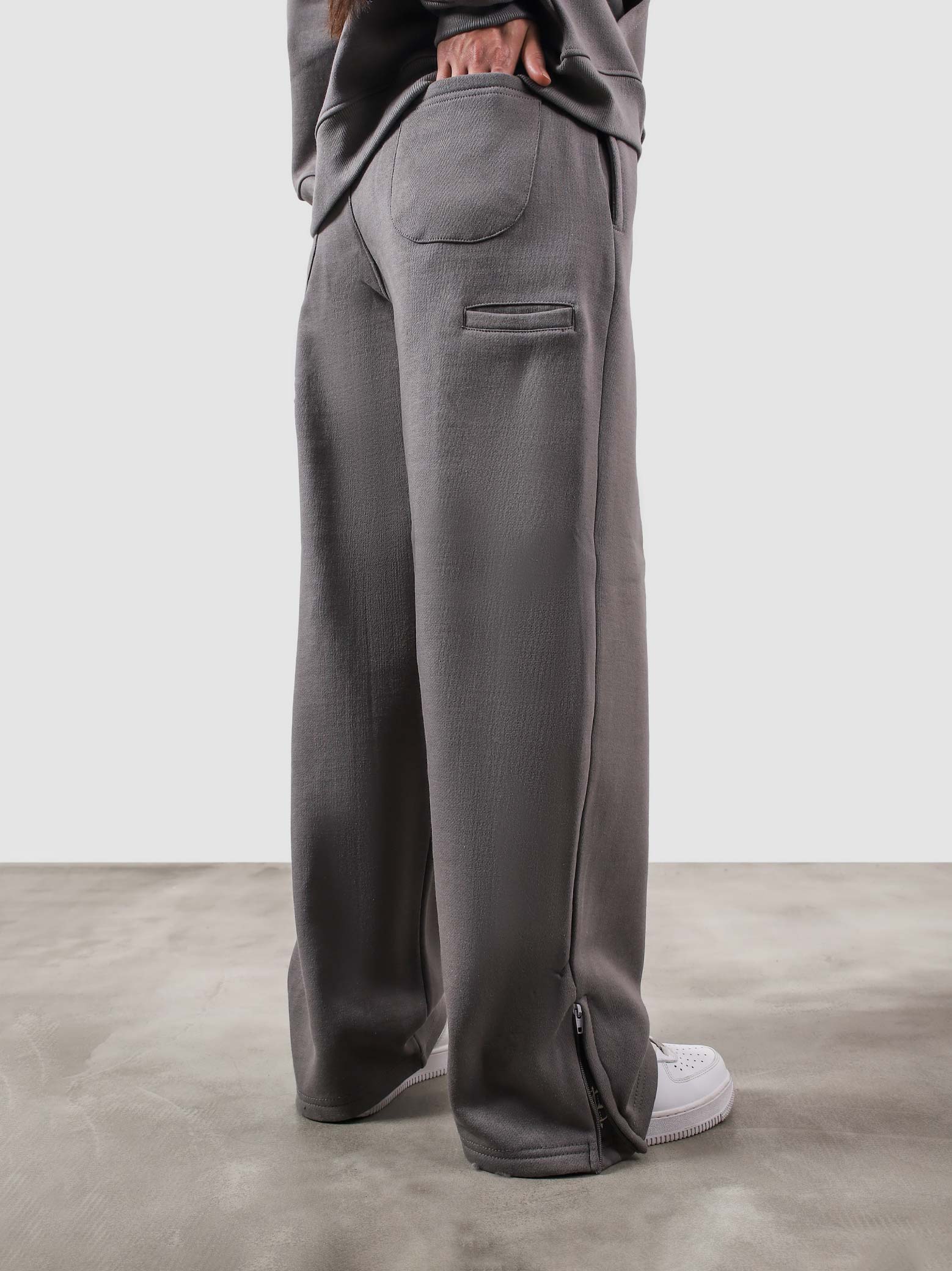 Utility Sweats granite grey male model side view full body Pakistan – GROOVY