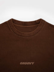 Mocha Brown Washed Blank Tee Male Model Full Body – GROOVY Pakistan