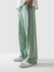 Piping trouser sage green male model side view full body streetwear Pakistan – GROOVY