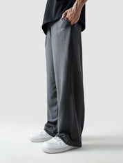 Steel grey baggy trousers male model side view full body streetwear Pakistan – GROOVY