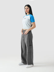 Electric blue babytee female model side view Pakistan – GROOVY