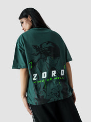 ZORO One Piece tee male model side angle racing green oversized Pakistan – GROOVY