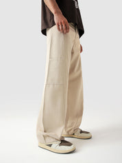 Cream Utility V1 cargos male model side view Pakistan – GROOVY