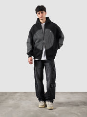 The Illusion Zipper hoodie male model side view full body oversized Pakistan – GROOVY