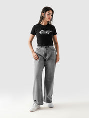 Broken Souls babytee female model side view graphic Pakistan – GROOVY