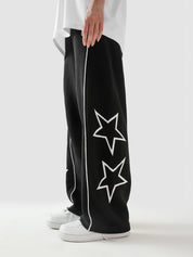 Black Wide-Leg Star Print Trouser – STAR Trouser | GROOVY Pakistan
