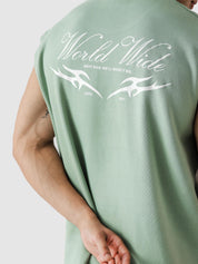 WORLDWIDE mint green sando male model side view oversized sleeveless Pakistan – GROOVY