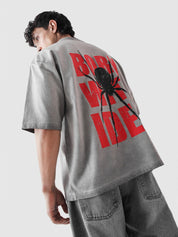 The Creator Tee oil fade wash male model full body front view distressed ribbing Pakistan – GROOVY