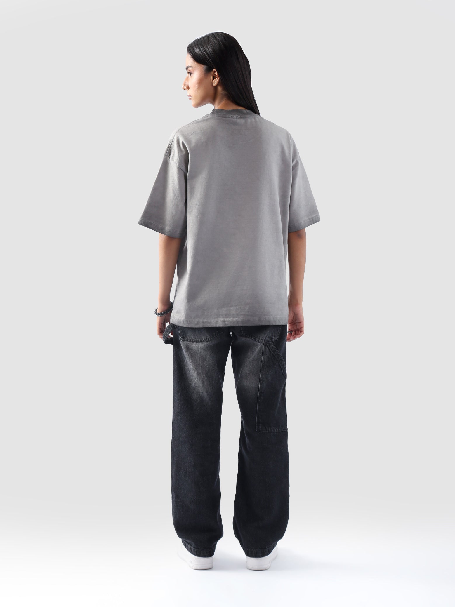 Oil fade washed tee male model side angle experimental wash Pakistan – GROOVY