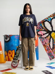 The Best Is Yet To Come tee male model side angle navy blue oversized Pakistan – GROOVY