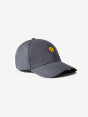 GROOVY SMILEY DAY slate blue-grey cap, embroidered yellow smiley patch