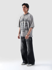 Dept of Visionaries tee male model side angle oil fade streetwear Pakistan – GROOVY