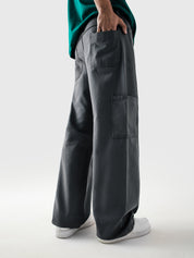 Utility V1 grey cargo pants male model side view full body Pakistan – GROOVY