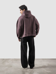 Plum essential zipper hoodie male model side view full body Pakistan – GROOVY