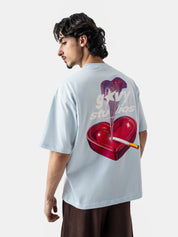 Heart Ashtray frost blue tee male model side view Pakistan – GROOVY
