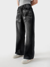 CORE denim washed black baggy jeans male model side view full body Pakistan – GROOVY