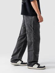 Dark grey carpenter denim male model back view full body Pakistan – GROOVY