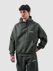 Utility Top heather green female model front view oversized hoodie Pakistan – GROOVY