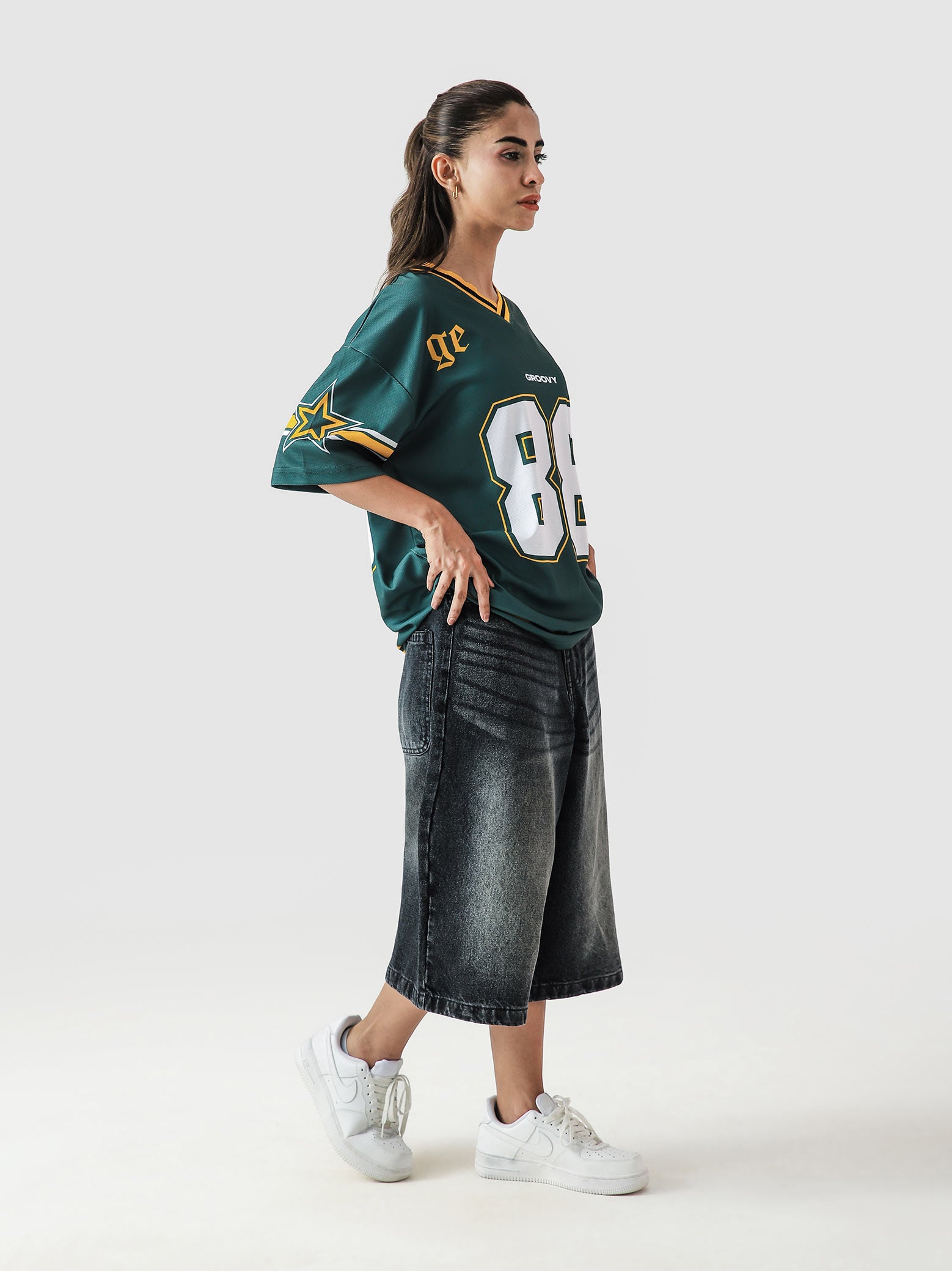 88 Athletics jersey male model side view oversized mesh streetwear Pakistan – GROOVY