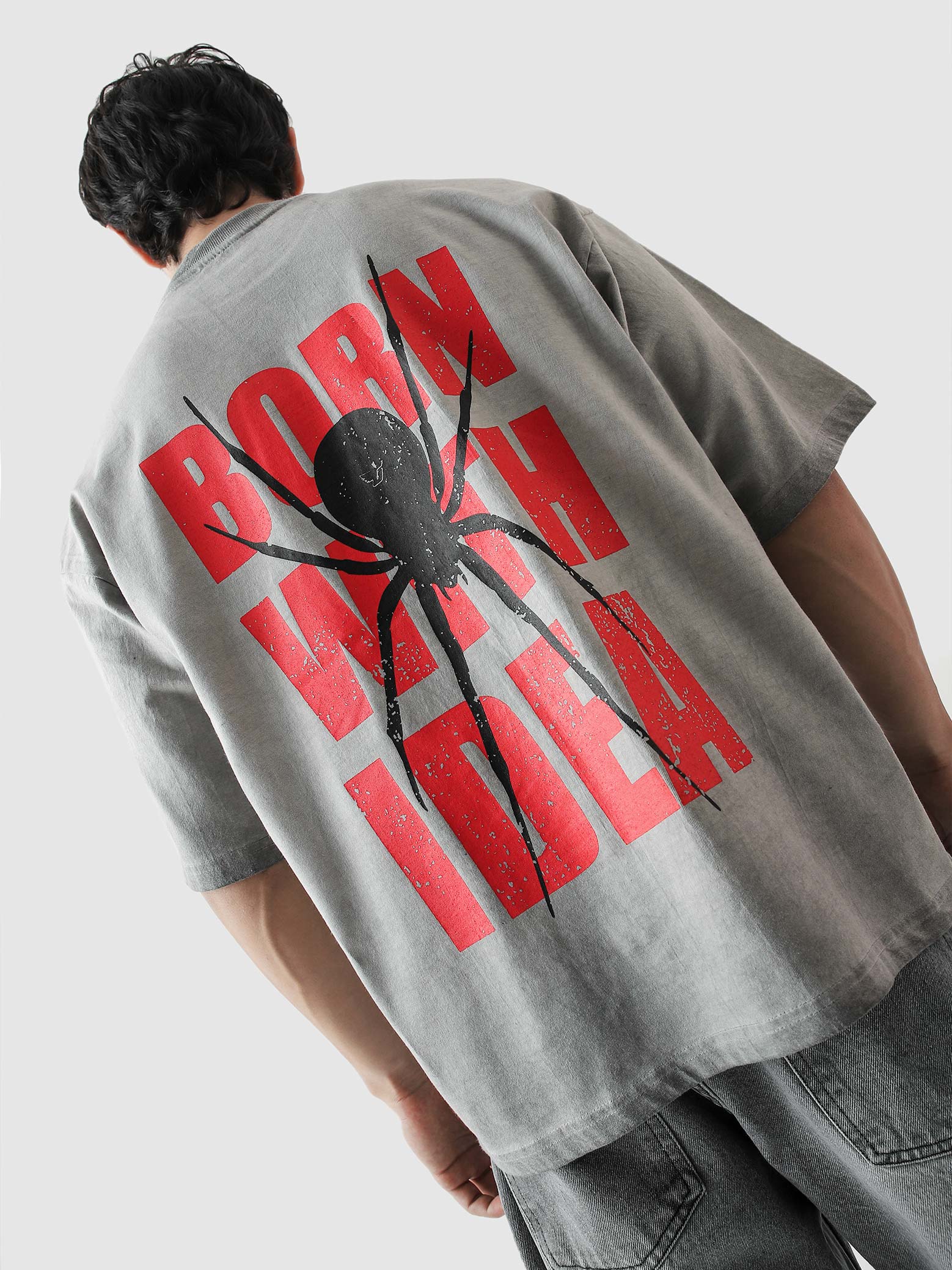 The Creator Tee male model back view bold back graphic oil fade Pakistan – GROOVY