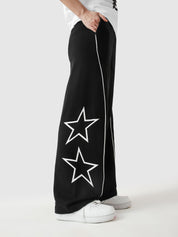 Black Wide-Leg Star Print Trouser – STAR Trouser | GROOVY Pakistan