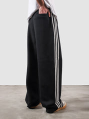 Heritage Pants black summer female model front view contrast stripe Pakistan – GROOVY