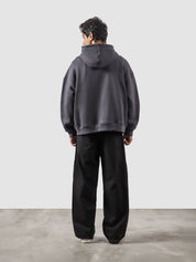 Granite essential zipper hoodie female model front view oversized Pakistan – GROOVY