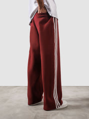 Heritage Pants wine red summer female model front view contrast stripe Pakistan – GROOVY