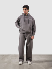 Utility Top granite grey female model front view oversized hoodie Pakistan – GROOVY