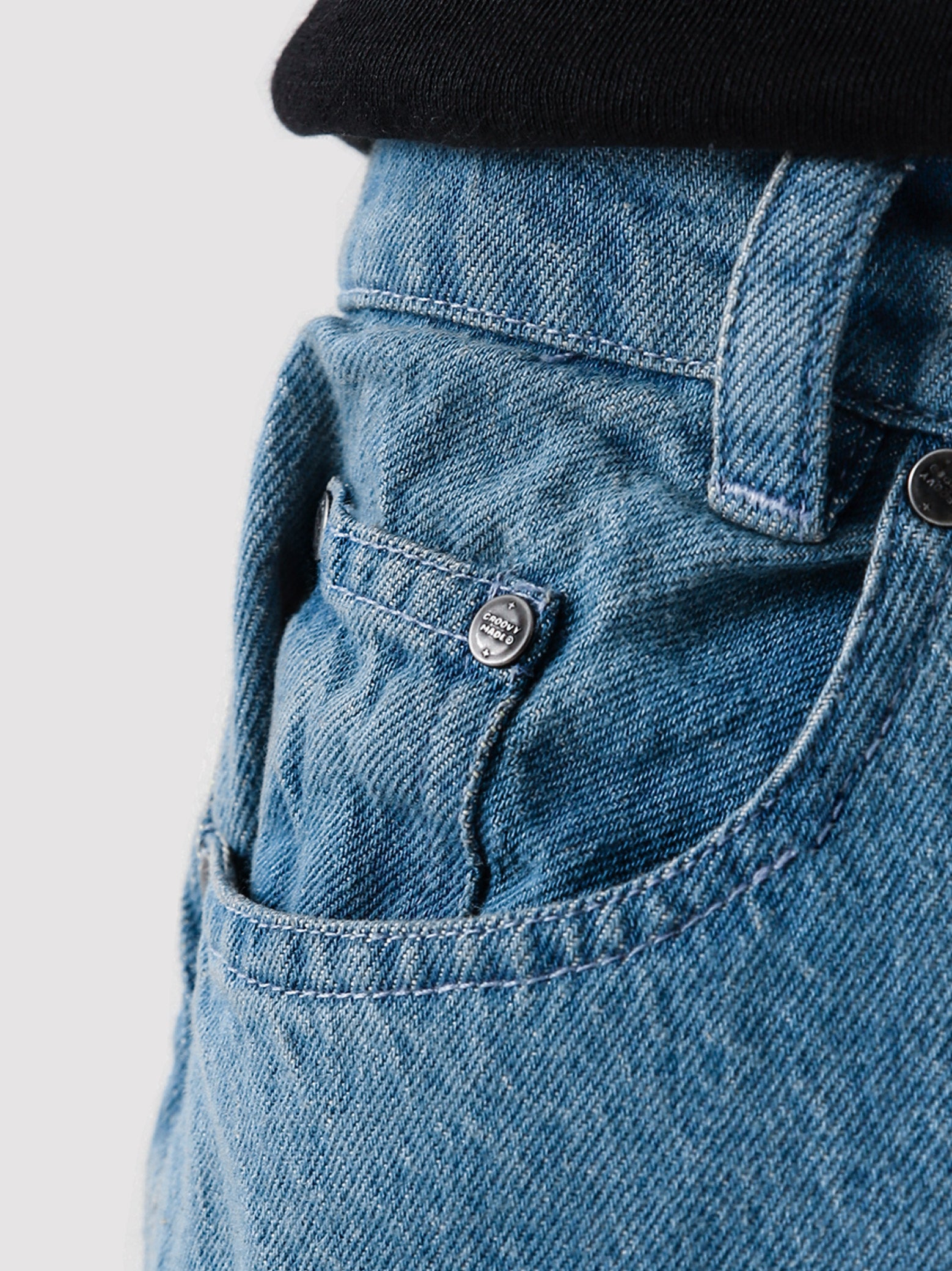 CORE denim washed blue jeans female model front view relaxed fit Pakistan – GROOVY