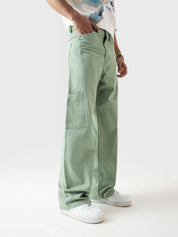 Utility V1 mint green cargos female model front view wide leg Pakistan – GROOVY