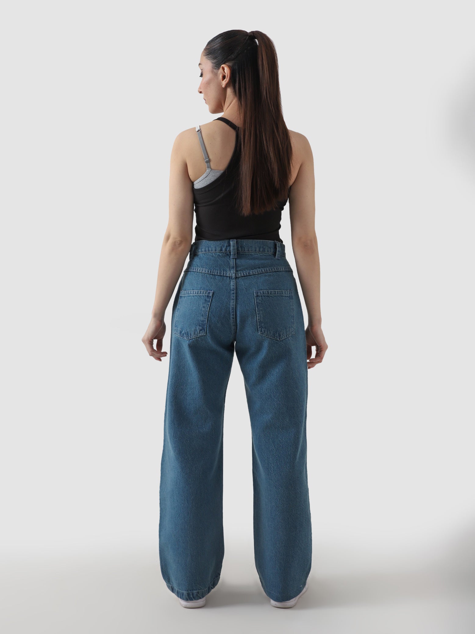 Cross star blue denim male model side view full body Pakistan – GROOVY