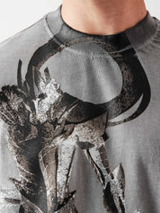 IGRIS Solo Leveling tee female model front view washed grey anime graphic Pakistan – GROOVY