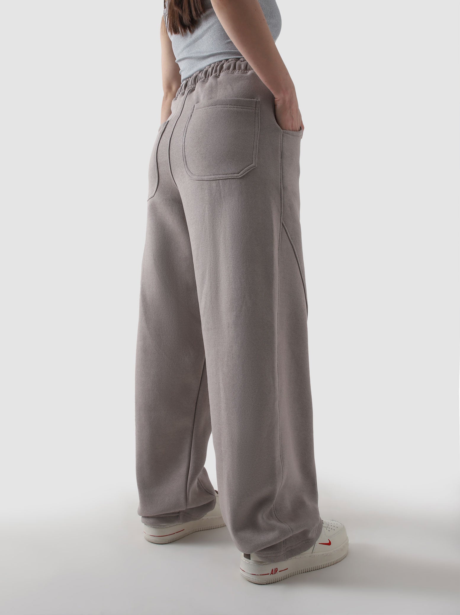 Unity VI sandstone winter trouser female model front view relaxed fit Pakistan – GROOVY