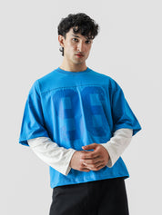 96 Double Layer Jersey electric blue male model full body front view layered Pakistan – GROOVY