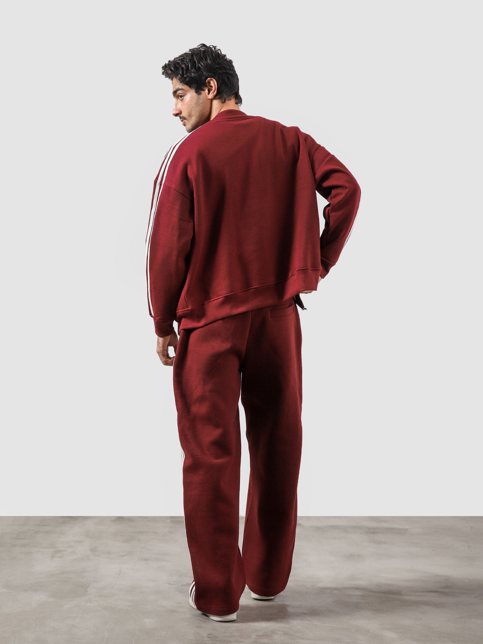 Heritage Top wine red female model front view track jacket streetwear Pakistan – GROOVY