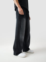 Fade washed trouser female model front view baggy fit streetwear Pakistan – GROOVY