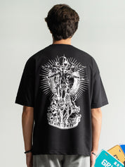 Death Note tee female model front view black anime graphic oversized Pakistan – GROOVY