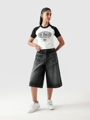 LA baby tee female model lifestyle shot graphic crop Pakistan – GROOVY