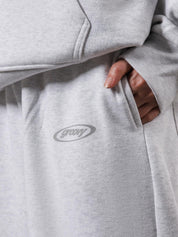 Utility Sweats arctyc white female model front view relaxed fit Pakistan – GROOVY