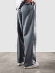 Heritage Pants frost blue female model back view striped sides Pakistan – GROOVY