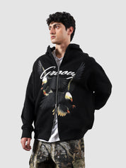Flying Predator zipper hoodie closeup eagle graphic print front zip Pakistan – GROOVY